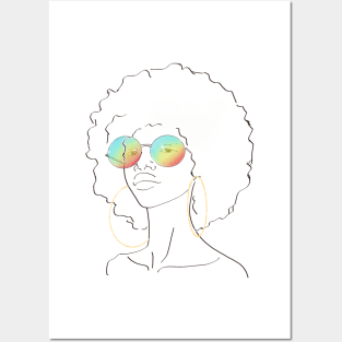 african american queen with colorful glasses portrait girl Posters and Art